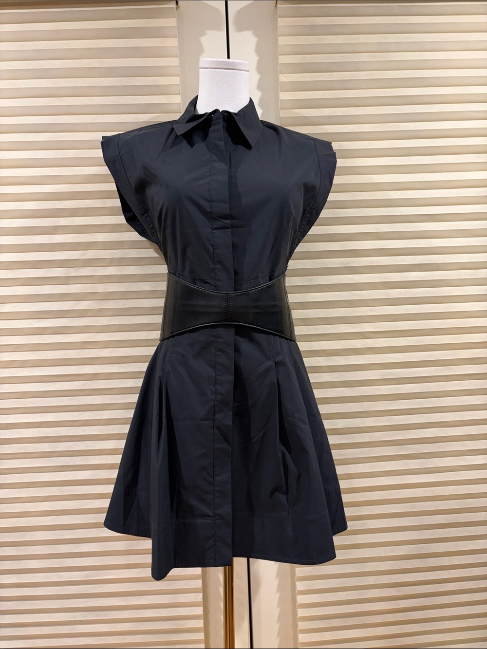 NWOT Simkhai Black Shirt Mini Dress with Wide Waist Belt, Size S